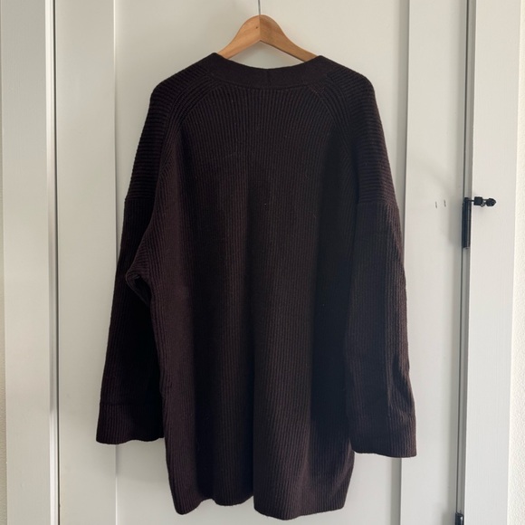 NWT CashSoft Shaker-Stitch Boyfriend Cardigan in Brown - Picture 2 of 6